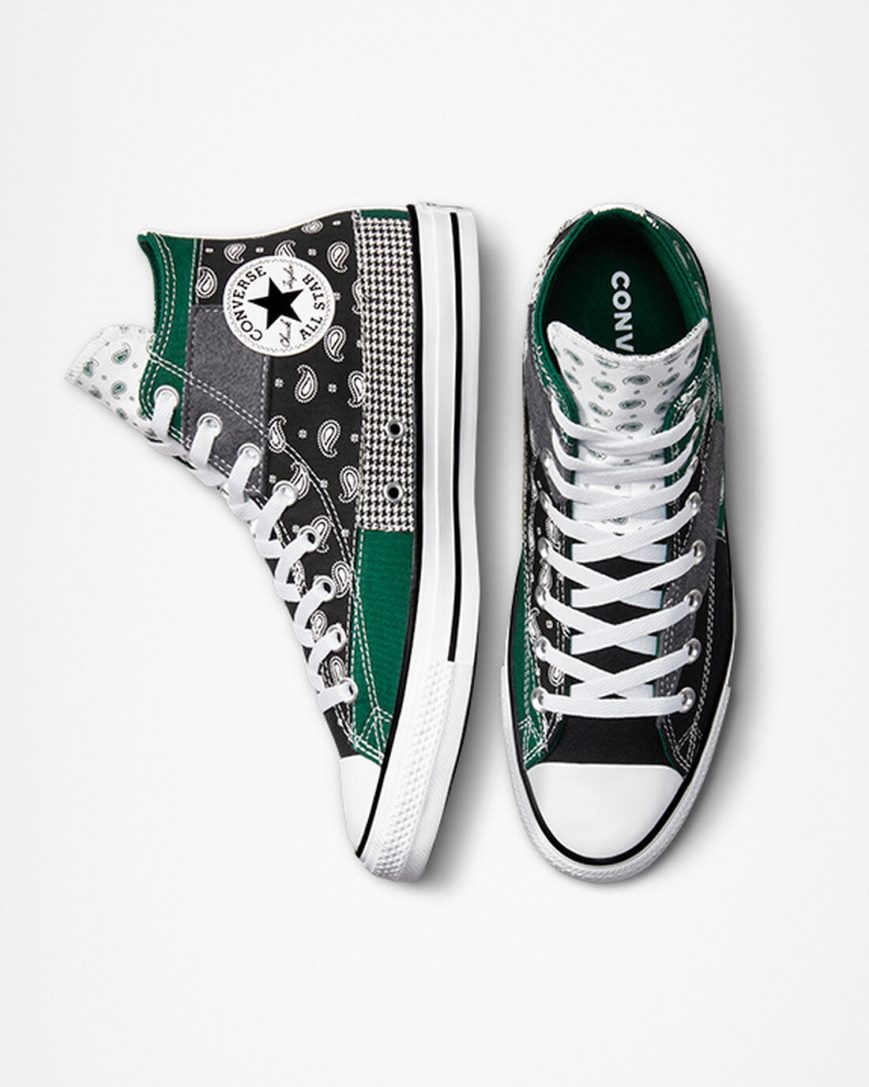 Men's Converse Chuck Taylor All Star Hacked Patterns High Top Shoes Green / Black / White | AU 1850CI